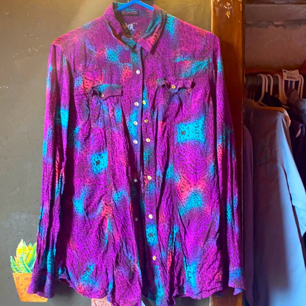 multi cheetah western shirt
